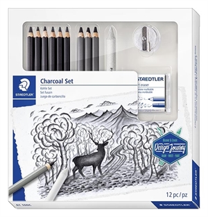 Staedtler Crayon pour ensemble de crayons de esquisse charbon mélangés (12)